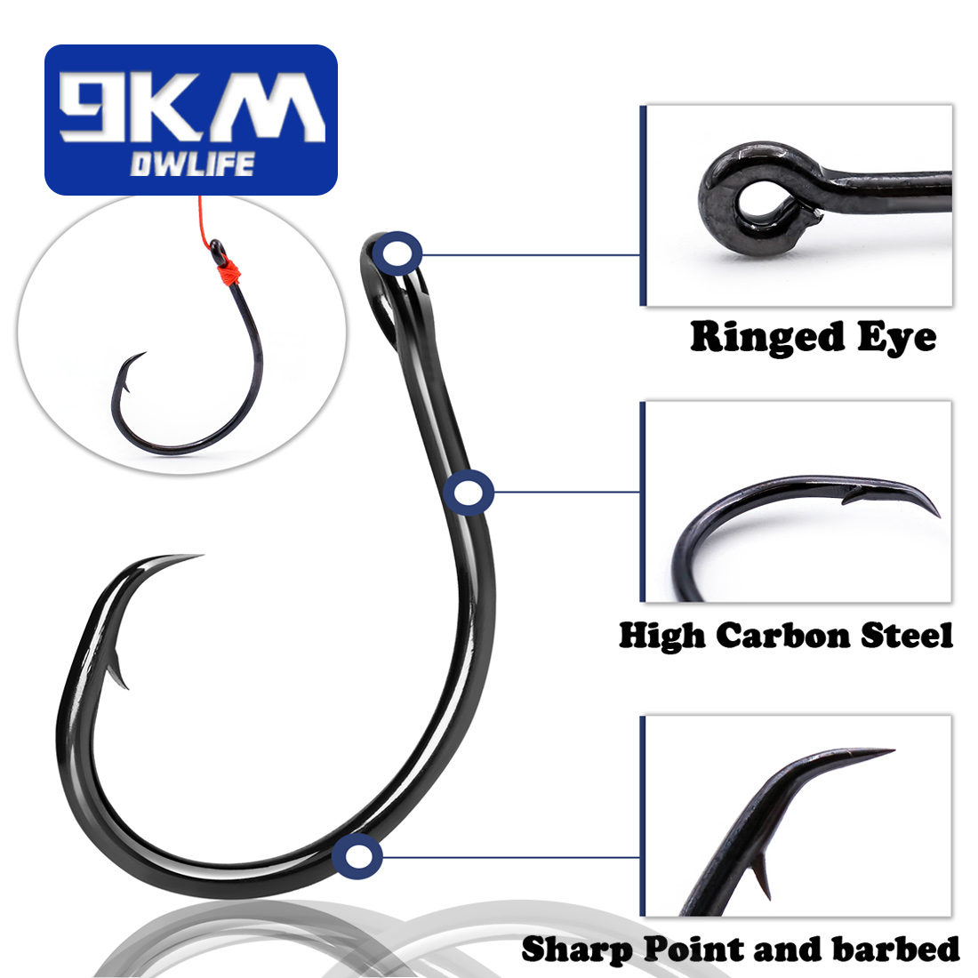 9KM 25-50Pcs Inline Wide Gap C - Fishing Hook Circle review and price