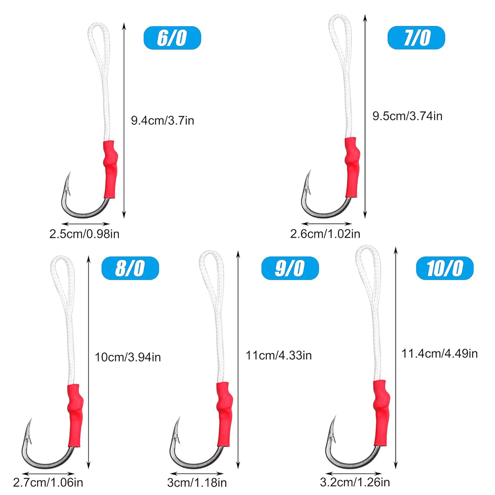 5Pcs 1/0-10/0 Slow jig assist  - Fishing Hook Offset review and price