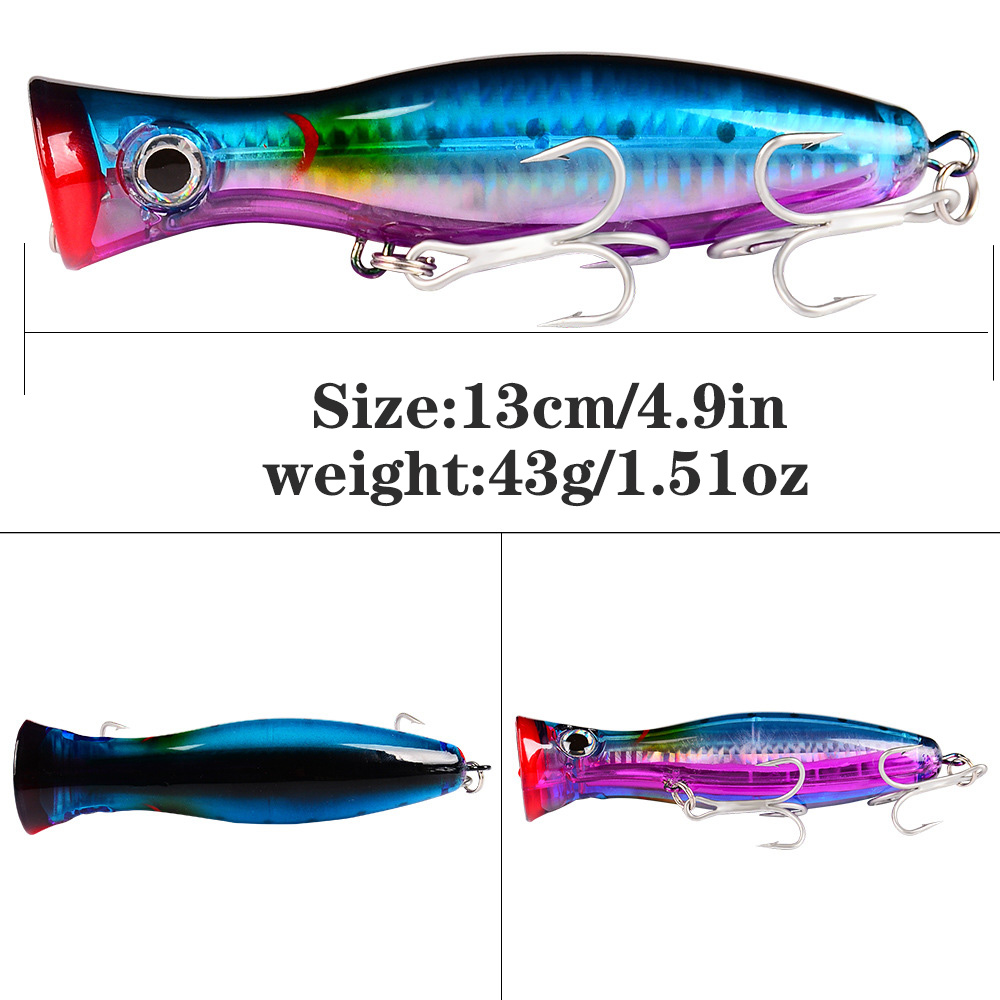 PROBEROS 1pc 13cm 43g Popper F - Fishing Hook Treble review and price